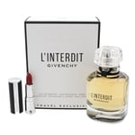 Givenchy L'Interdit 80ml Eau De Parfum Gift Set EDP Perfume + Red Lipstick 333