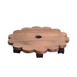 æ— Plateau de jardinières en bois de 35,1 cm, support de plantes en pot sur roulettes, plateau rond en forme de fleur avec 6 roulettes verrouillables et trou pour plantes d'intérieur