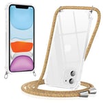 Yoedge Coque pour iPhone 11 avec Cordon 6,1", Transparente Coque Collier Réglable Téléphone Étui Portable Lanyard Housse, Etui avec PC + TPU Bumper Anti-Chute Protection Case, Arc-en-Ciel