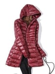 (S-Wine Red)Naisten Duck Untuvatakit Syksy Talvi Ultrakevyt Hupullinen Naisten Untuvatakki Kannettava Pitkä Parkas Pehmustettu Puffer Takki 5XL 6XL 7XL