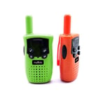 Walkie Talkie-sæt med 3 kanaler og baggrundsbelyst LCD-skærm - orange og grøn