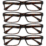 Company Brun Sköldpaddsmönstrade Läsglasögon Värde 4-pack Designerstil Män Kvinnor RRRR92-2 +3.00 Brun Sköldpaddsmönstrad Brown Tortoiseshell +3.00 Magnification