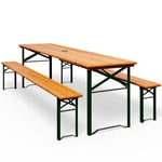 Ensemble table bancs bois pliant meuble de jardin 3 pièces terasse pliable 170cm