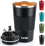 KETIEE Travel Mugs, 380ml Insulated Coffee Cup with Leakproof Lid,Reusable Coffee Cups Travel Cup,Coffee Travel Mug,Double Walled Coffee Mug,Stainless Steel thermaol Mug for Hot Cold Drinks,Black