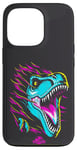 Coque pour iPhone 13 Pro Jurassic World Colorful Neon Iconic T-Rex Logo