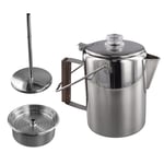 Camping Coffee Pot Stainless Steel, Percolator Coffee Pot, for Outdoor 94850