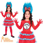 Kids Thing 1 And 2 Costume Cat In The Hat Girls Book Week Day Fancy Dress Outfit