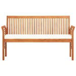 Banc de jardin - Bois d'acacia massif - 3 places avec coussin - Brun - Naturel