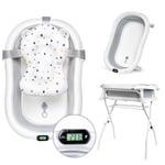 moovkee. Baignoire bebe avec support 80cm - baignoire pliable bébé transat de bain pour bebe avec thermomètre et coussin de bain - bain sécurisé et confortable pour nouveau-né sur pied