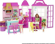 Barbie Cook ‘n Grill Restaurant Playset with Barbie Doll, 25+ Pieces & 6 Play Areas Including Kitchen, Pizza Oven, Grill & Dining Booth, Gift for 3 to 7 Year Olds