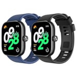 MoKo 2 Pack Bracelet de Montre Compatible avec Redmi Watch 5/Redmi Watch 4/Xiaomi Smart Band 9 Pro/8 Pro, Bracelet Sport de Remplacement en TPU Souple pour Femmes Hommes, Noir+Bleu Marine