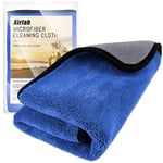 Airlab 90 x 60 CM XXL Chiffon Microfibre Voiture Professionnel Efficace, Serviette pour Detailing Auto Moto, Torchon 500 GSM Anti Rayures Polissage Super Absorbant Séchage, Bleu et Gris