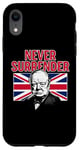 Coque pour iPhone XR Winston Churchill Never Surrender avec drapeau Union Jack