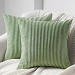 Topfinel Housse de Coussin 40 x 40 Vert Anis en Velours Côtelé Respirant Housse Douce pour Coussin Décoratif Canapé Salon Chambre Lit Adulte Scandinave Boheme Lot de 2