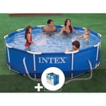 Piscine tubulaire ronde INTEX Metal Frame 3,05m - Bâche à bulles - Filtre à cartouche