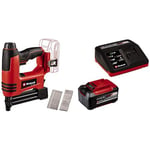 Einhell Cloueuse sans fil TE-CN 18 Li-Solo Power X-Change (li-ion, 18V, combiné agrafeuse + cloueuse, jusqu’à 20 coups par minute, incl. 300 clous et 300 agrafes) avec Chargeur et Batterie 5,2Ah