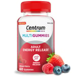 Centrum Energy Release Multivitamin 60 Chewable Gummies - Mixed Berry Flavor.