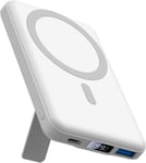 AOGUERBE Mag-safe Power Bank 10000mAh, Wireless Portable Charger, White 