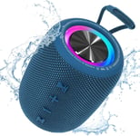 Enceinte Bluetooth Portable, Haut-Parleur BT5.3 sans Fil 20W Bluetooth Speaker Basses Riches 16H avec Lumière LED, Supporte Radio FM, TF, USB, AUX pour Maison, Cyclisme, Extérieur, Voyages, Douche