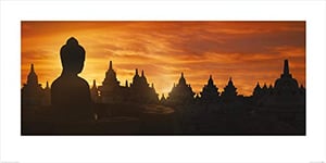 The Art Group Golden Silhouette, Indonesia-Art Print 50 X 100cm, Paper, Multicoloured, 50 x 100 x 1.3 cm