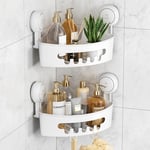 LEVERLOC 2PCS Etagère Douche sans Perçage Support Douche de Coin 1 Seconde Installation Charge 10KG Impérable Rangement pour Carrelage Paroi de la Salle de Bain & Cuisine