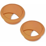 Cyclingcolors - 2x passe câble bureau table fil diamètre 58mm encastrable cordon prise ordinateur écran accessoire ameublement, marron noyer