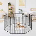 Parc Enclos pour Chiens Métal pour Chiots Animaux Grillage Rongeur Petit Avec Porte 8 Panneaux