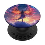 Personnage fantaisie coloré avec des ailes lumineuses PopSockets PopGrip Adhésif