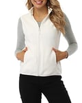 fuinloth Manteaux sans Manche Femme Chaud Polaire Zippé Gilet Veste pour Printemps Automne Hiver Ivoire XL