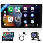 Hodozzy Autoradio 2G 64G 10,1 Pouces Wireless Carplay Android Auto sans Fil, Radio Android écran Tactile 2 Din, GPS Navigation HiFi Bluetooth WiFi FM RDS Radio Caméra de Recul, Auto Radio Voiture