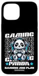 Coque pour iPhone 15 Graphique de jeu vidéo Panda Gaming pour hommes, garçons, femmes, enfants