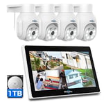 【PTZ+10CH Monitor】Hiseeu 5MP Wireless Security Camera System,10'' Monitor 10CH NVR CCTV System with 1TB HDD,4PCS 360° PTZ Outdoor,Color Night Vision,2-Way Audio,APP&PC Remote Alexa