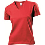 Stedman Classic V-Neck Women T-shirt Rød bomull X-Large Dame