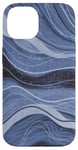 Coque pour iPhone 14 Bleu clair, bleu marine et motif tourbillons noirs