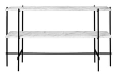 TS Console Rectangular 2 Racks - White Carrara Marble/Black Frame