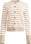 Structured Wool Cardigan - Oatmeal Snowflake Stripe