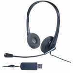 Cleyver - Micro Casque Easyflex Jack USB Duo, Noir, PC, Mac, Filaire, Jack 3.5mm, Micro Antibruit, Perche 300°