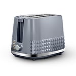 Tower T20082GRY Solitaire 2 Slice Toaster Black Chrome Accents, 850W, Grey