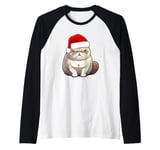 Grumpy Christmas Cat Raglan Baseball Tee