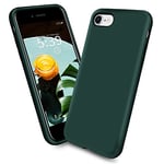 Handzer Coque Vert foncé - Compatible avec Apple iPhone SE 3/2 (2020/2022), Housse Antichoc en Silicone Liquide, Protection intégrale, Coque de Protection Anti-Rayures, Doublure Microfibre