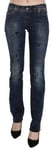 GALLIANO Jeans Blue Newspaper Print Low Waist Skinny Denim Pants s. W24