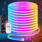 Lamomo Ruban Led 20m, RGB Multicolore App Contrôle Neon Bande Led, 24V Flexible Étanche Découpable Synchronisation Musicale Bandeau Lumineuse Led pour Intérieur Déco