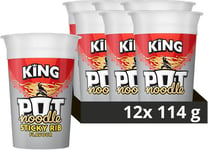 Pot Noodle Sticky Rib King Pot instant vegan* snack quick to make noodles 12x 1