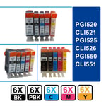 30 Chipped Ink Cartridges For Canon Pixma Printer Pgi55 Cli551 525 526 520 521