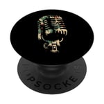 Microphone camouflage – Vintage Singer Live Music Lover PopSockets PopGrip Interchangeable