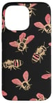 Coque pour iPhone 14 Pro Max Accessoire pour téléphone sur le thème des abeilles roses et noires