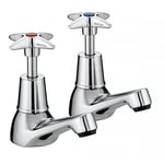 Bristan VAX 1/2 C 5412, Metal Cross Top Basin Taps - Chrome Plated