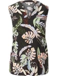 Tom Tailor Denim Women's V-Ausschnitt Tunika Tunic Shirt, 22710-Black Tropical Print, X-Small