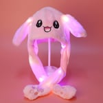 Plush och varm kaninmössa med LED-ljus, hoppande mössa Luminous Pink Rabbit Hat