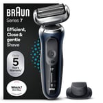 Braun Series 7 71-B1200s Electric Shaver for Men with EasyClick Precision Trimmer Attachment, 360° Flex, Wet & Dry, Rechargeable, Cordless Foil Razor, Blue